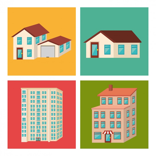 Urban buildings graphic 