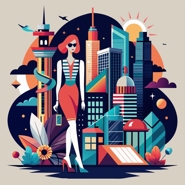 Vector urban chic create a stylish cityscape design infused with modern fashion elements and urban flair