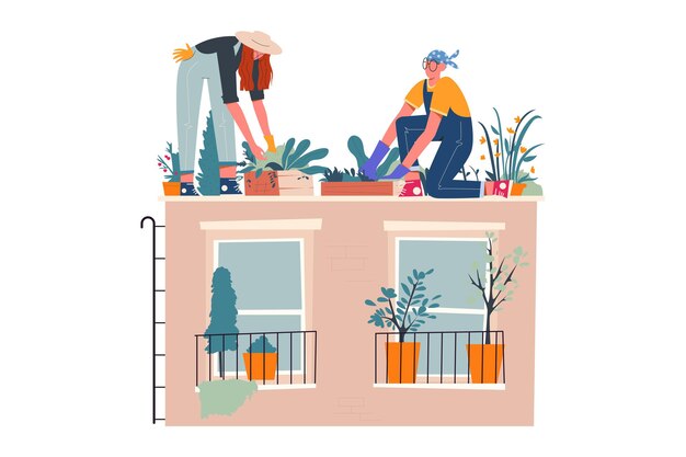 Vector urban city plant farming illustration