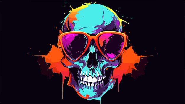 Vector urban culture style skull in sunglasses vector logo