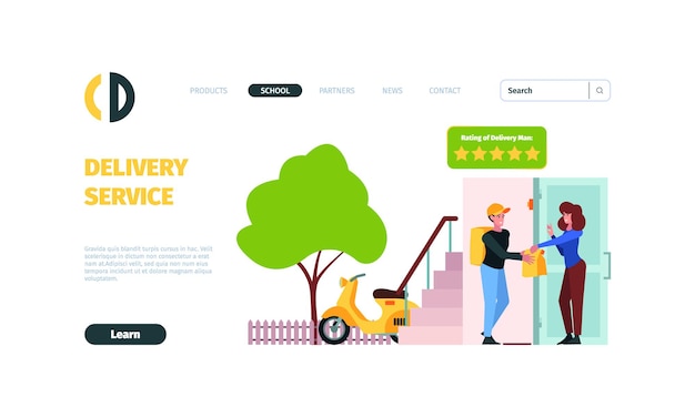 Urban delivery landing Business web page for logistic service transporters cars bikes ships garish vector template with place for text