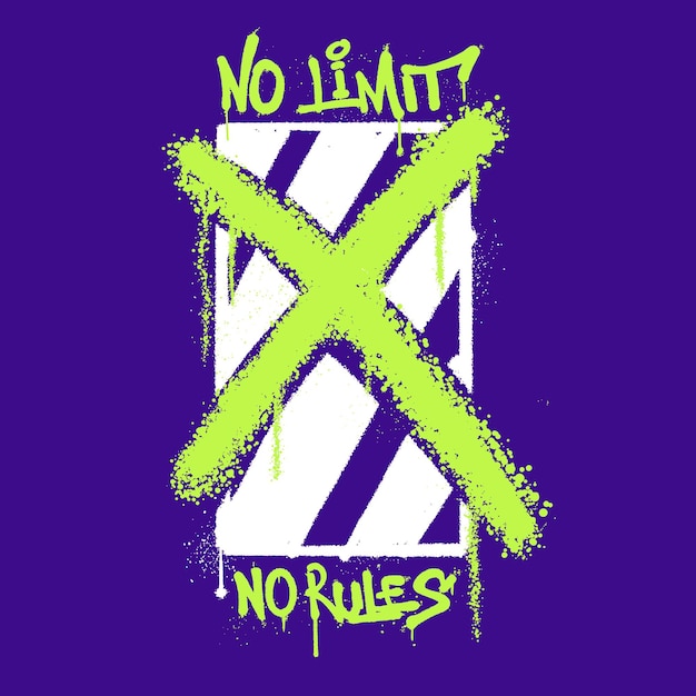 Urban Graffiti Street art with Slogan No Limit No Rules for T shirt Design