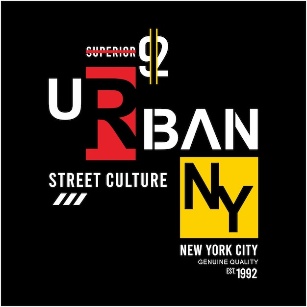 Urban new york city graphic typography t shirt vector illustration casual style