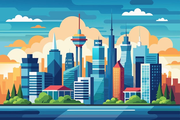 Vector urban skyline city landscape vector illustration