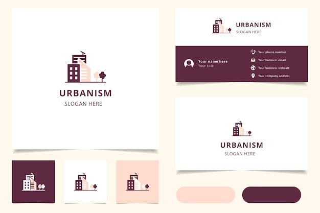 Urbanism logo design with editable slogan branding book and