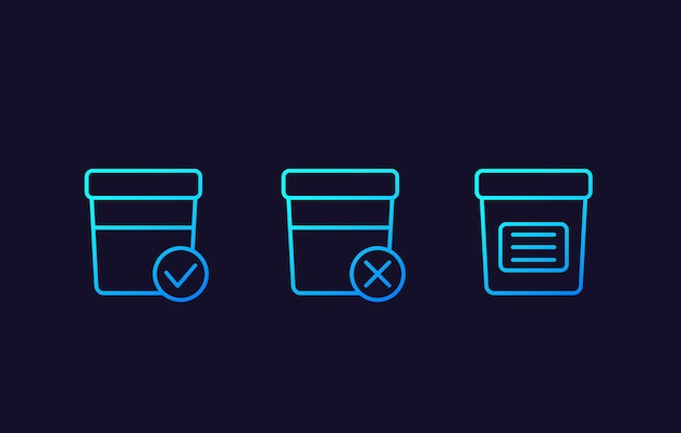 Urine test, vector linear icons