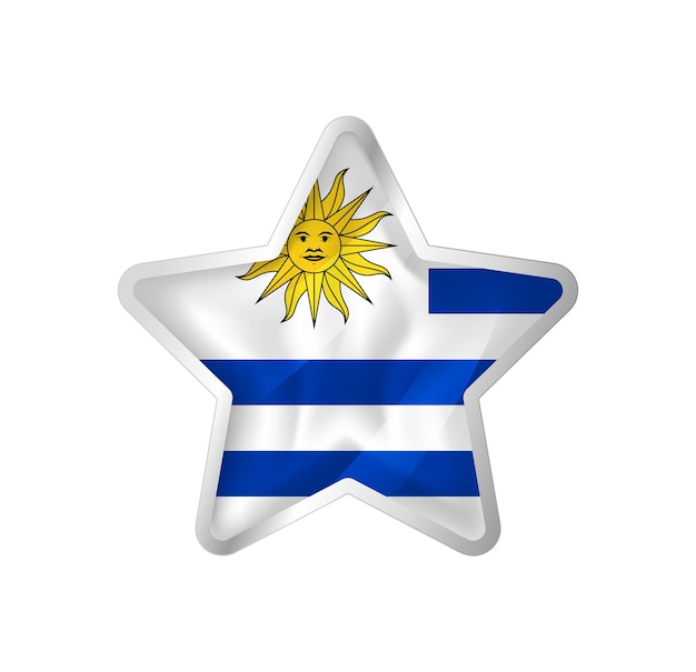 Uruguay flag in star. Button star and flag template. Easy editing and vector in groups.