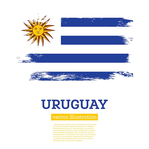 Uruguay Flag with Brush Strokes Independence Day