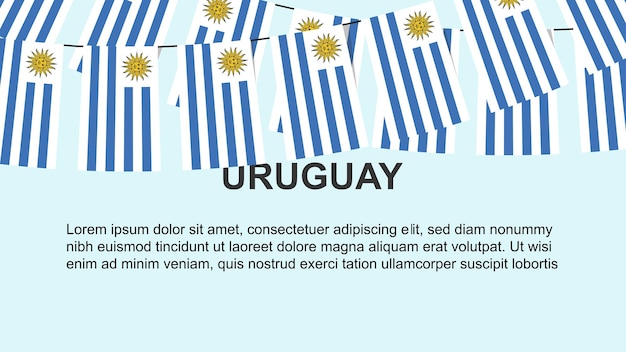 Uruguay flags hanging on a rope celebration and greeting concept independence day