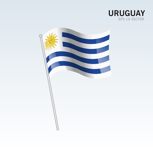 Uruguay waving flag isolated on gray background