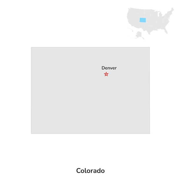 US American State of Colorado USA state of Colorado county map outline on white background