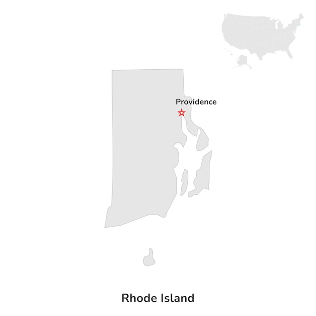 US American State of Rhode island USA state of Rhode island county map outline on white background