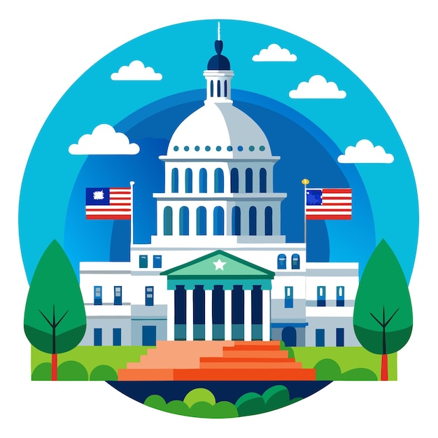 Vector us congress building clipart vector art and illustration