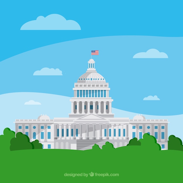 Vector us congress building with flat design