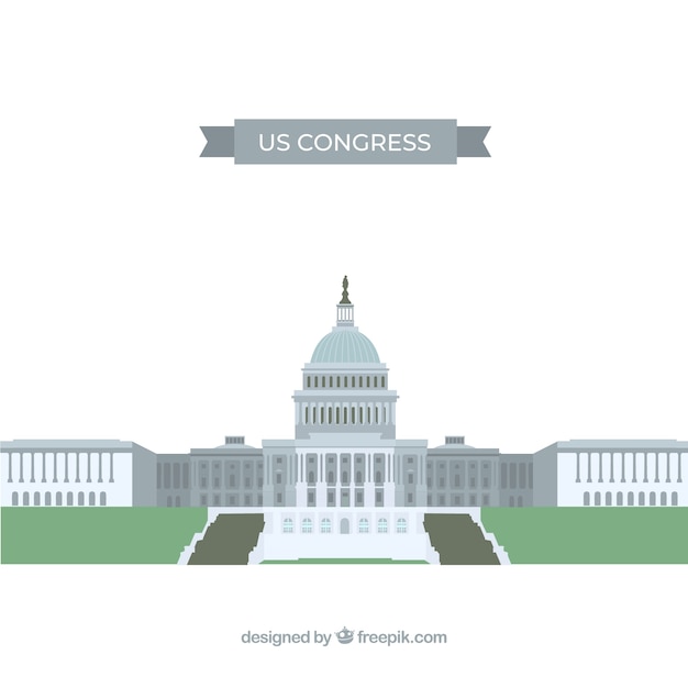 Vector us congress building with flat design