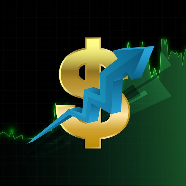 US Dollar blue rise arrow of economy Vector illustration