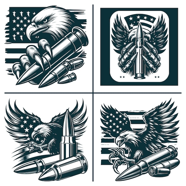 US Eagle Claw Bullet Silhouett Files Military DadSoldier Gift Idea Veteran Cutfile 4th of July Clip