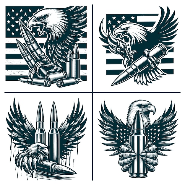 US Eagle Claw Bullet Silhouett Files Military DadSoldier Gift Idea Veteran Cutfile 4th of July Clip