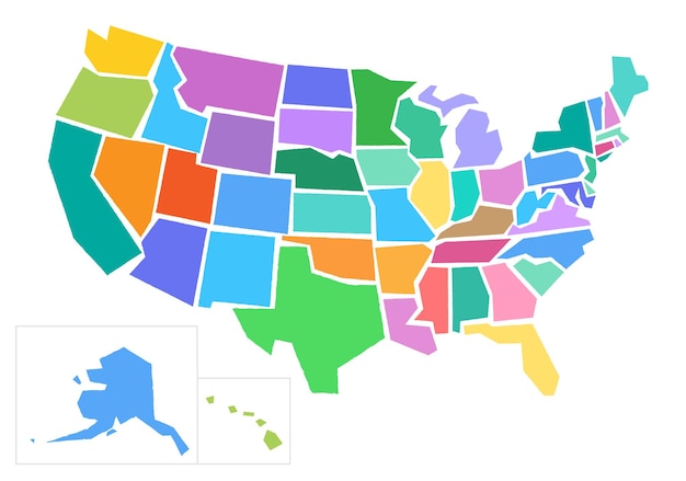 Vector us map pastel