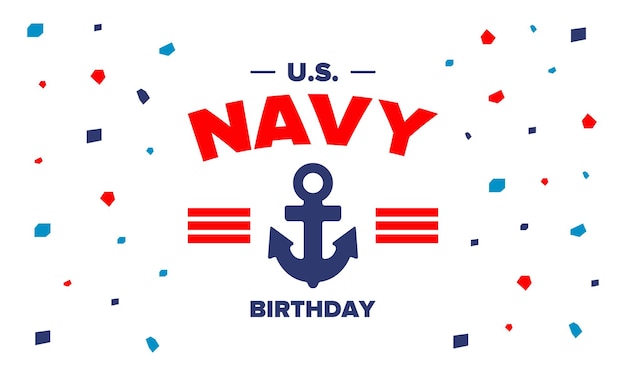 US NAVY birthday Holiday in United States Patriotic design Anchor symbol Vector poster