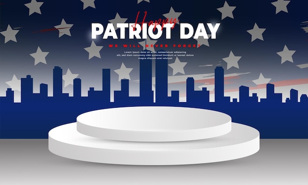 US Patriot Day illustration patriotic templates for greeting cards posters banners American flag holiday message We will never forget the Victims of 911 Terrorist Attacks