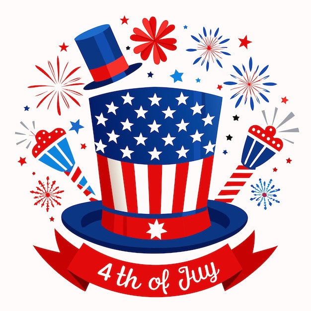 USA 4th of july independence day design of american flag with fireworks vector illustration