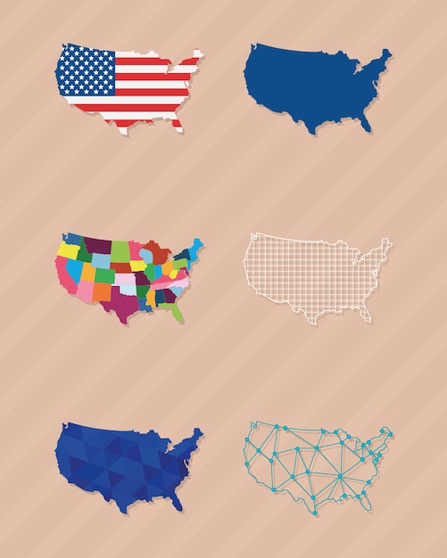 Usa country maps set