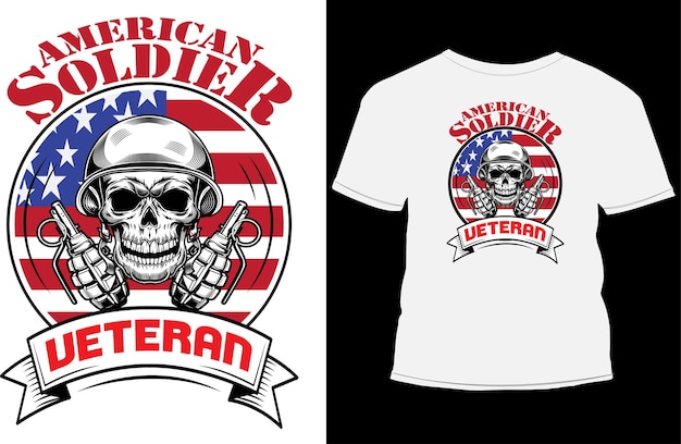 USA cultural T shirt design American soldier veteran