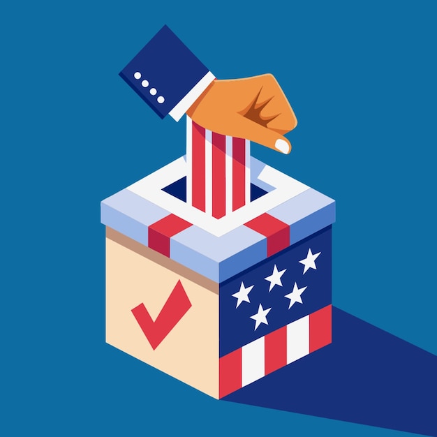 usa election a hand vote in box vector illustration