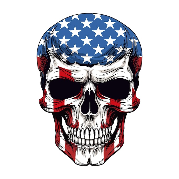 USA flag skull American patriot vector illustration