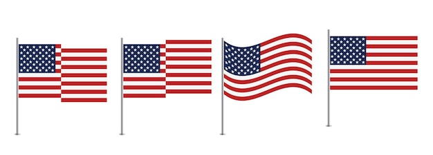 USA flag vector illustration set