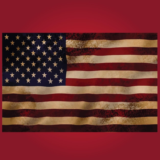 USA Flag with reddish background Abstract Vector art flag usa