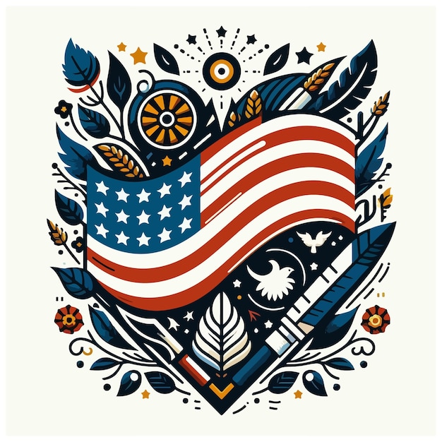 USA flag with star vector Design