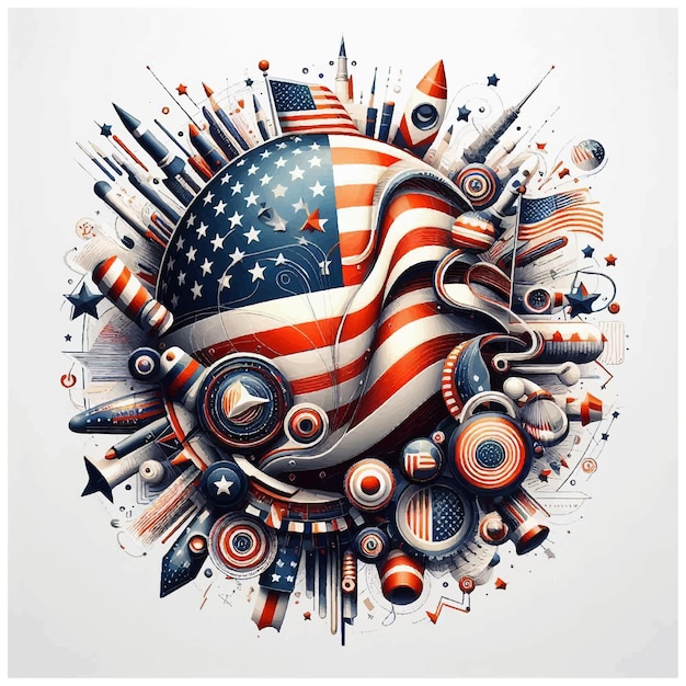 USA flag with star vector Design