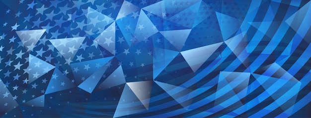 USA independence day abstract crystal background with elements of american flag in blue colors