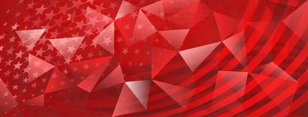 USA independence day abstract crystal background with elements of american flag in red colors