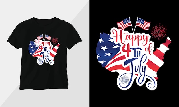 USA independence day lettering written with artistic calligraphic fonts and decorated with graphics