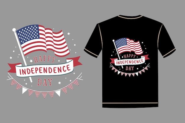 Vector usa independence day typography with american flag classic tshirt design