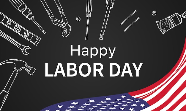 USA Labor Day background vector illustration with USA flag Labor Day United States Of America typography