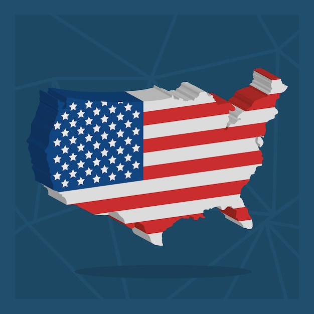 Usa map illustration with flag design