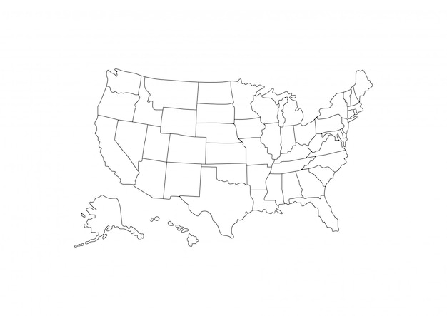 USA map outline on white background