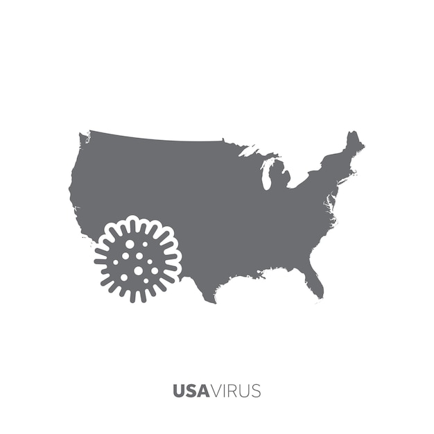 Usa map with a virus microbe illness and disease outbreak