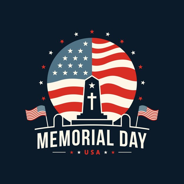 Vector usa memorial day commemoration template