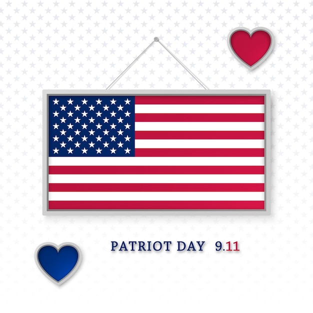 USA Patriot Day. Flag in a frame on a background with stars.