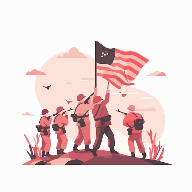 Vector usa_soldiers_raising_flag_in_victory_scene