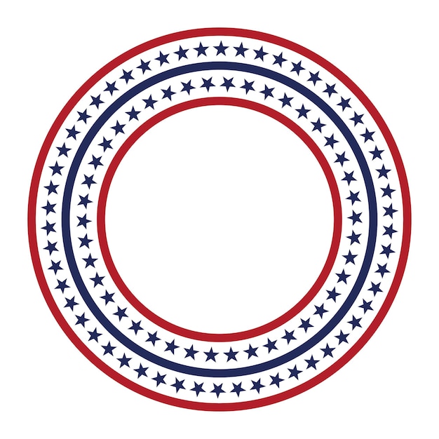 USA star vector pattern round frame. American patriotic circle border with stars and stripes pattern. Abstract geometric. Vector and illustration.