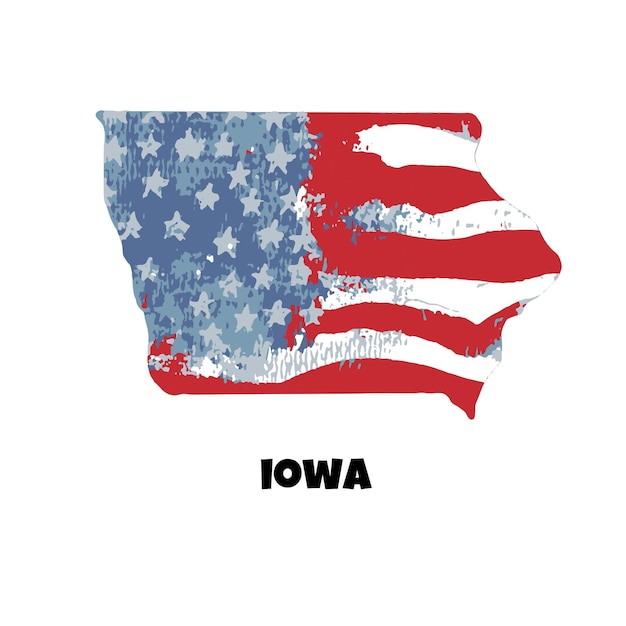 USA state Iowa American flag watercolor background