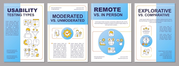 Usability testing methods blue brochure template