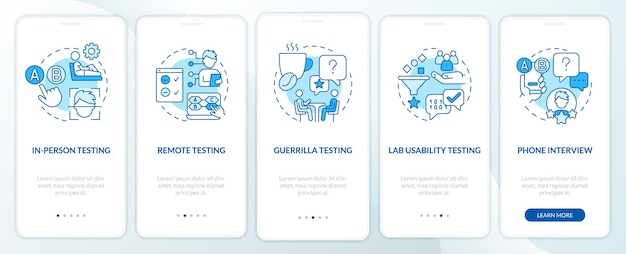 Usability testing methods blue onboarding mobile app screen