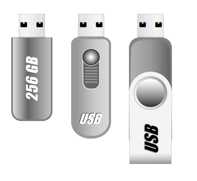 Usb flash 1eset of blank pen usb drive isolated or usb flash drive template for promotional branding